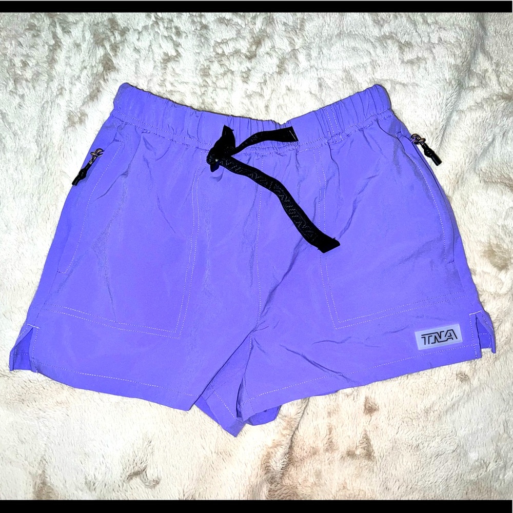 TNA/ARITZIA purple buckle shorts!